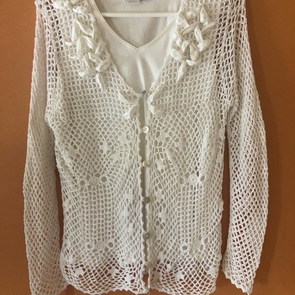 White open weave crochet set - Picture 3 of 4